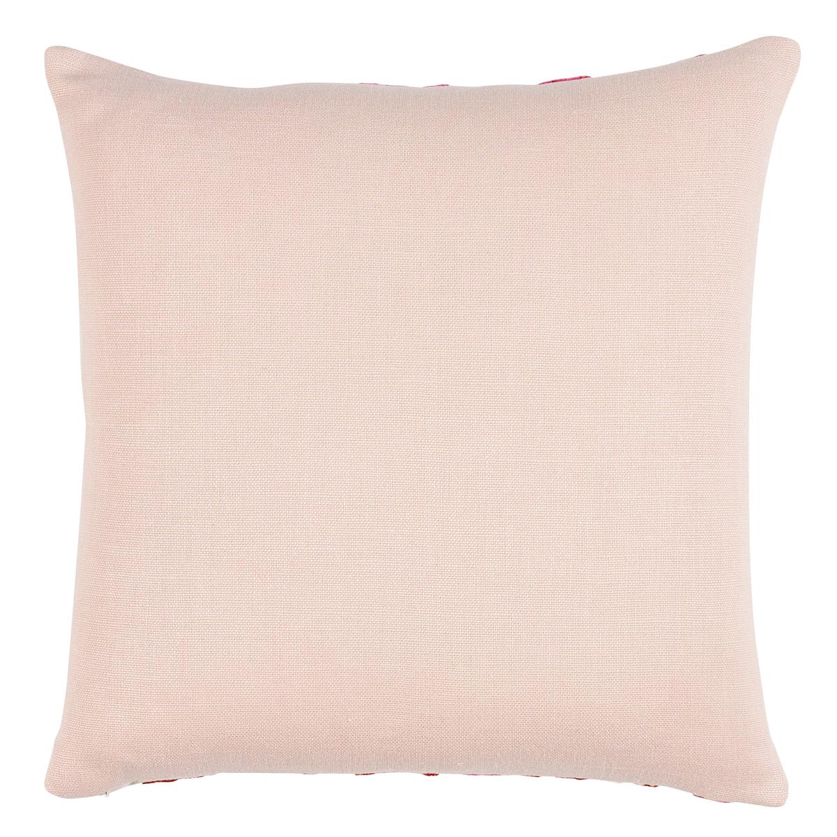 This pillow features Marguerite Embroidery with a knife edge finish. Happy and humble, the embroidery is an irregular hand-stitched floral design on a linen ground. Subtle irregularities in the wool yarns create dimension and quaint charm. Back of