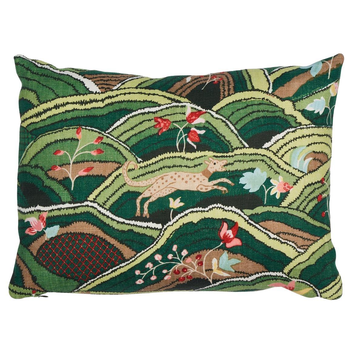 Shumacher Rolling Hills 16x12" Pillow in Green For Sale