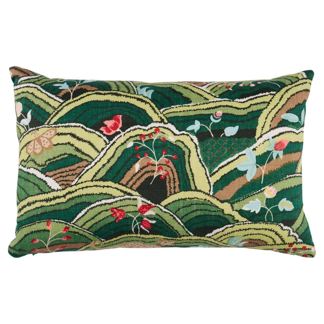 Shumacher Rolling Hills 18x12" Pillow in Green For Sale