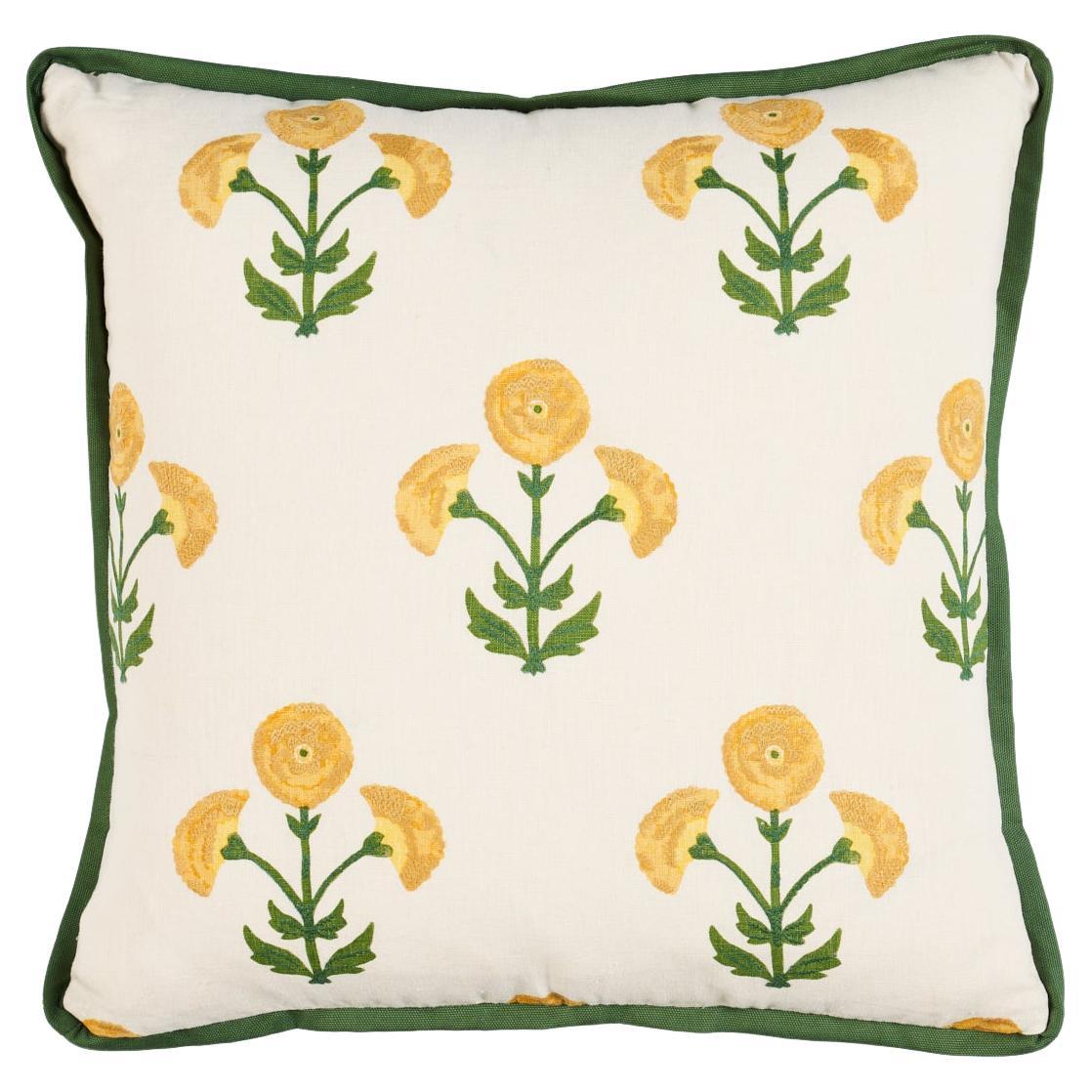 Shumacher Saranda Flower 20" Pillow in Marigold For Sale