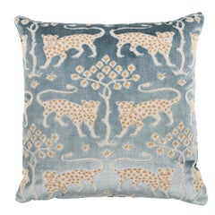 Shumacher Woodland Leopard Velvet 18" Pillow in Mineral