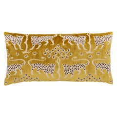 Shumacher Woodland Leopard Velvet 24x12" Pillow in Gold
