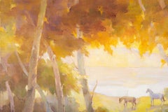 ShuMin Huang Impressionist Original Oil Painting "To The Lake"
