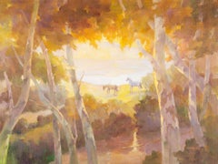 Peinture à l'huile originale impressionniste de ShuMin Huang « To The Lake » (Au lac)