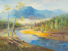 Shumin Huang Landscape Original Oil On Canvas "Passing By The Riverside"