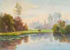 ShuMin Huang Paesaggio Olio originale su tela "Acqua e cielo"