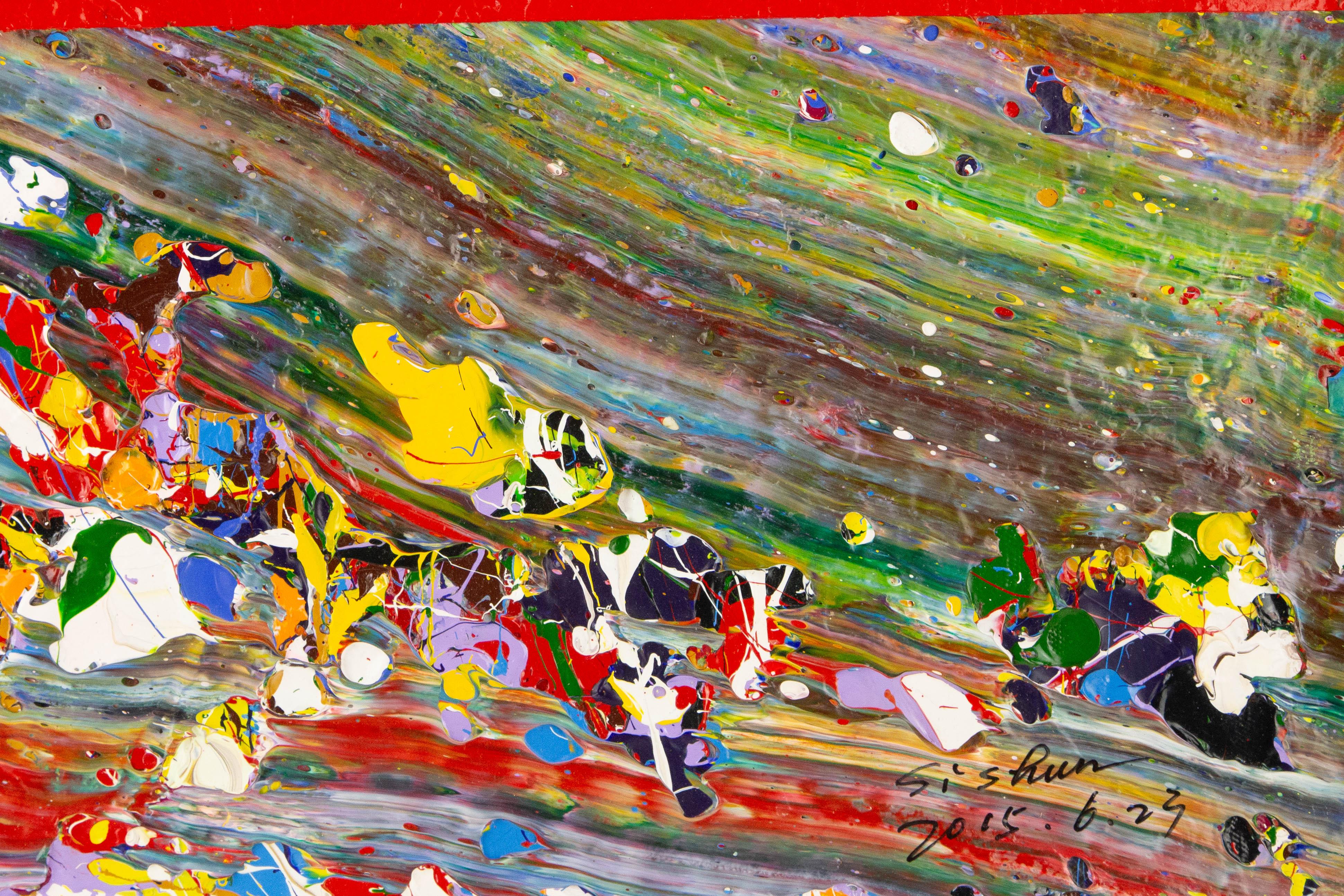 Shun Si Abstraktes Original-Acrylgemälde „Geometrie-Clash VI“, Shun Si im Angebot 4