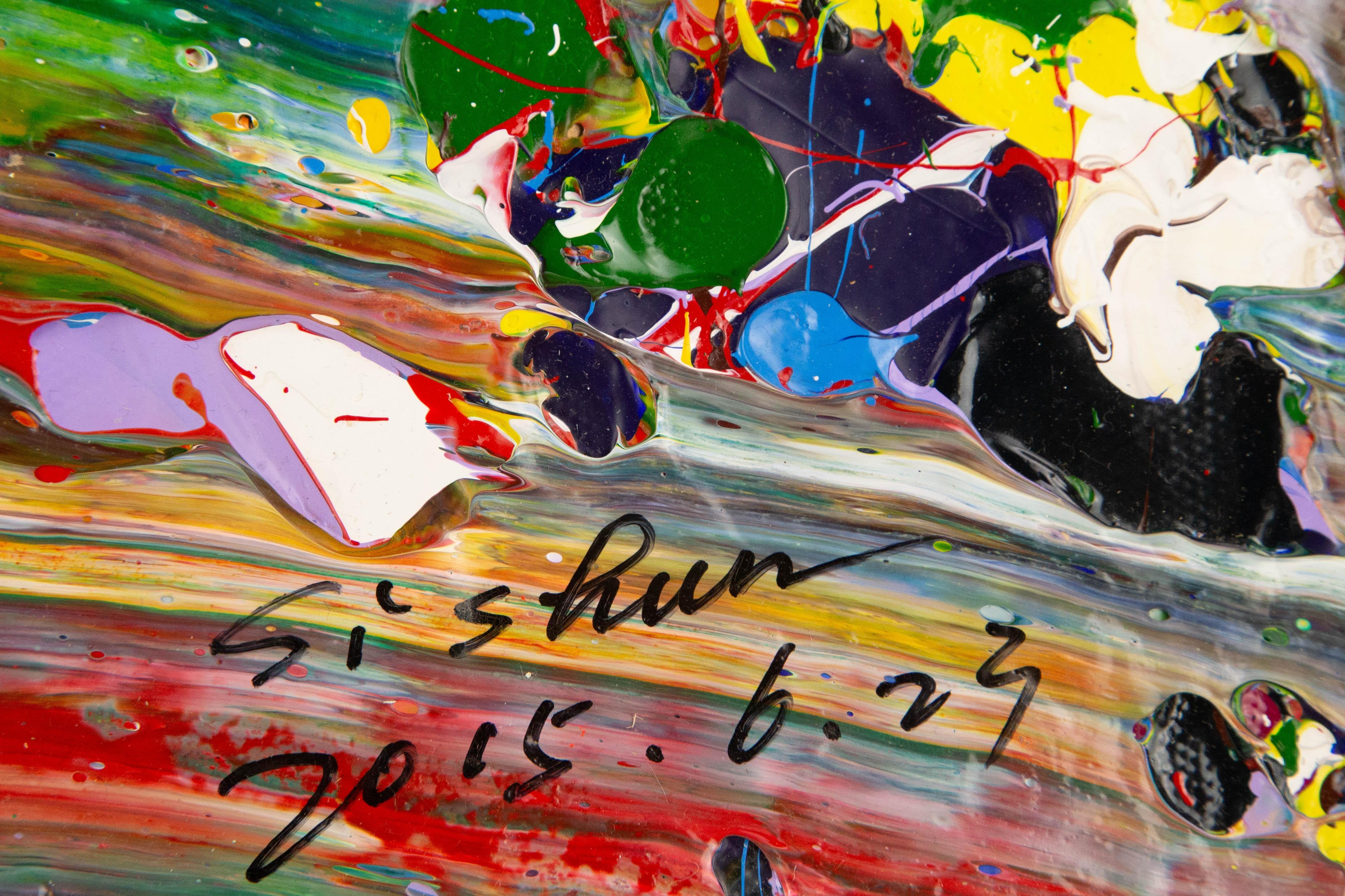 Shun Si Abstraktes Original-Acrylgemälde „Geometrie-Clash VI“, Shun Si im Angebot 7
