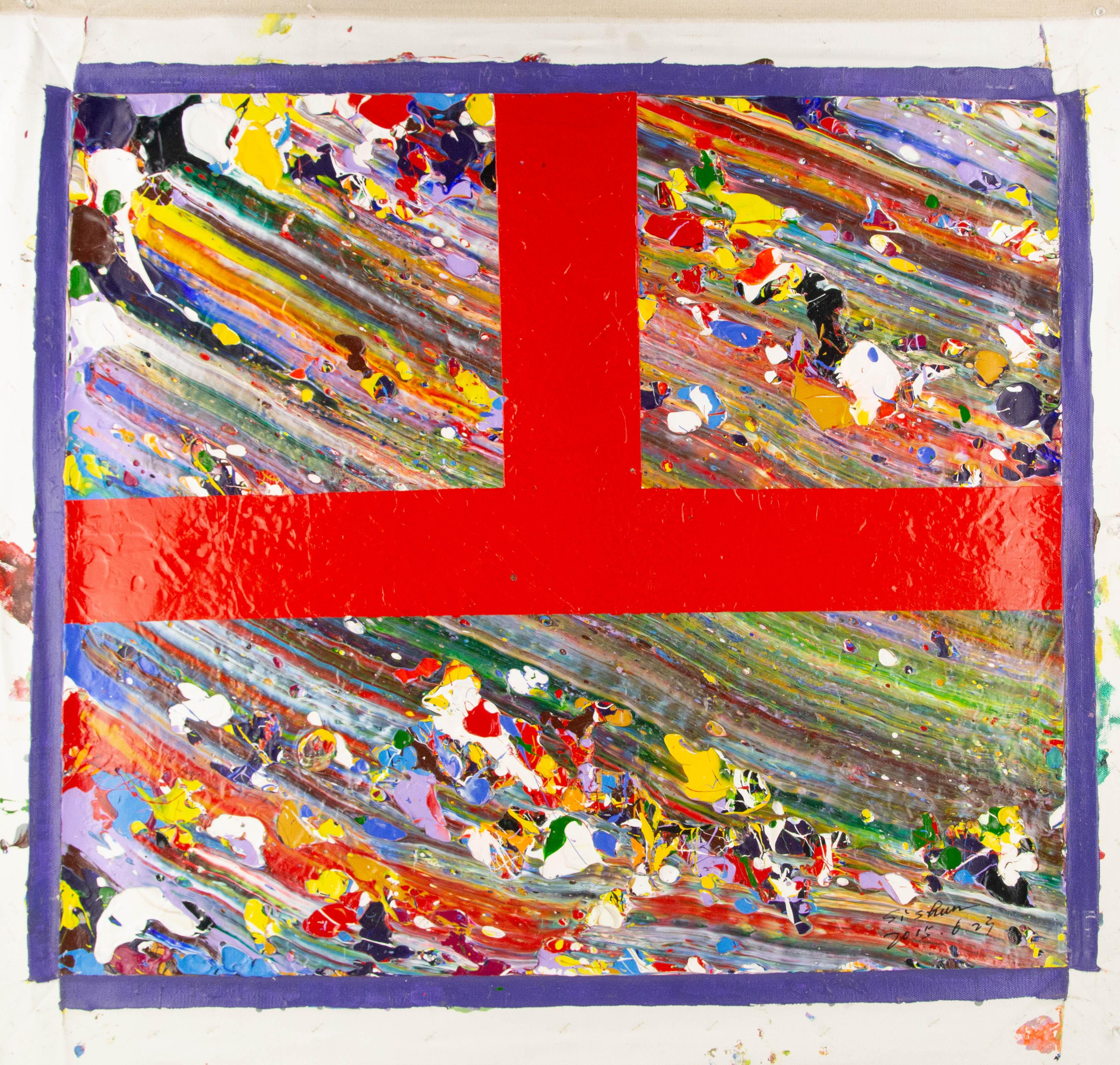 Shun Si Abstraktes Original-Acrylgemälde „Geometrie-Clash VI“, Shun Si im Angebot 8