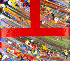Shun Si Pintura acrílica original abstracta "Geometría Clash VI"