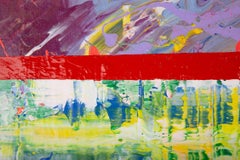 Pittura ad olio originale astratta "Conflitto geometrico" di Shun Si