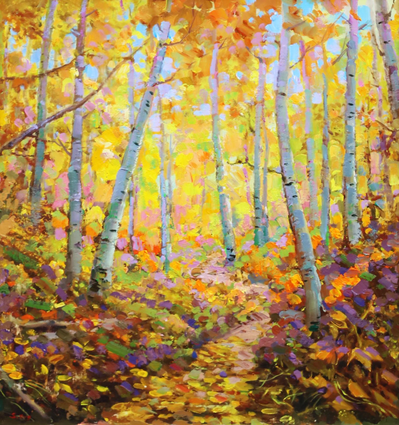 Espenweg (Impressionismus), Painting, von Shundong Yang