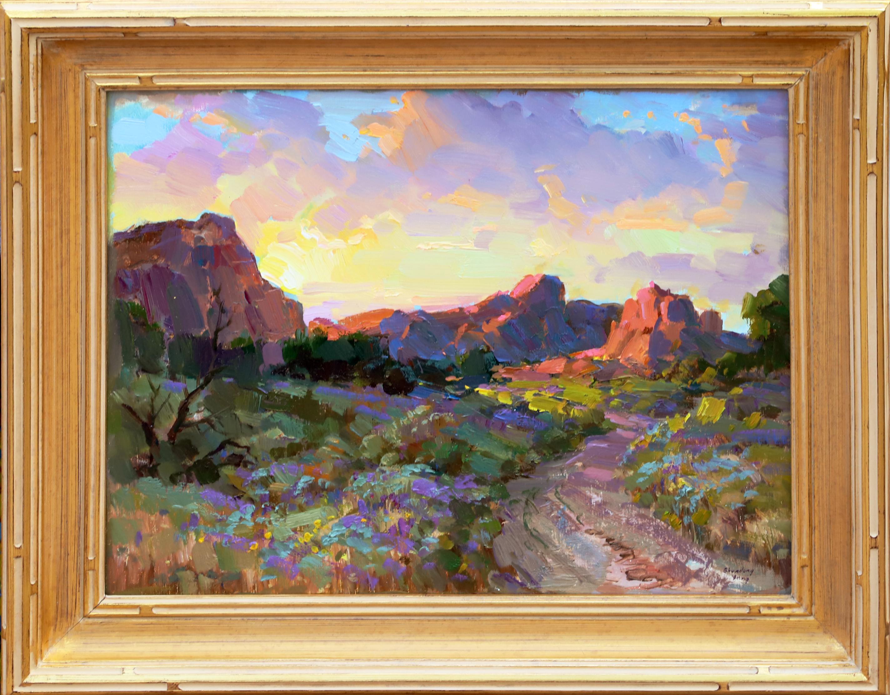 Abendlicht über dem Garten der Götter – Painting von Shundong Yang