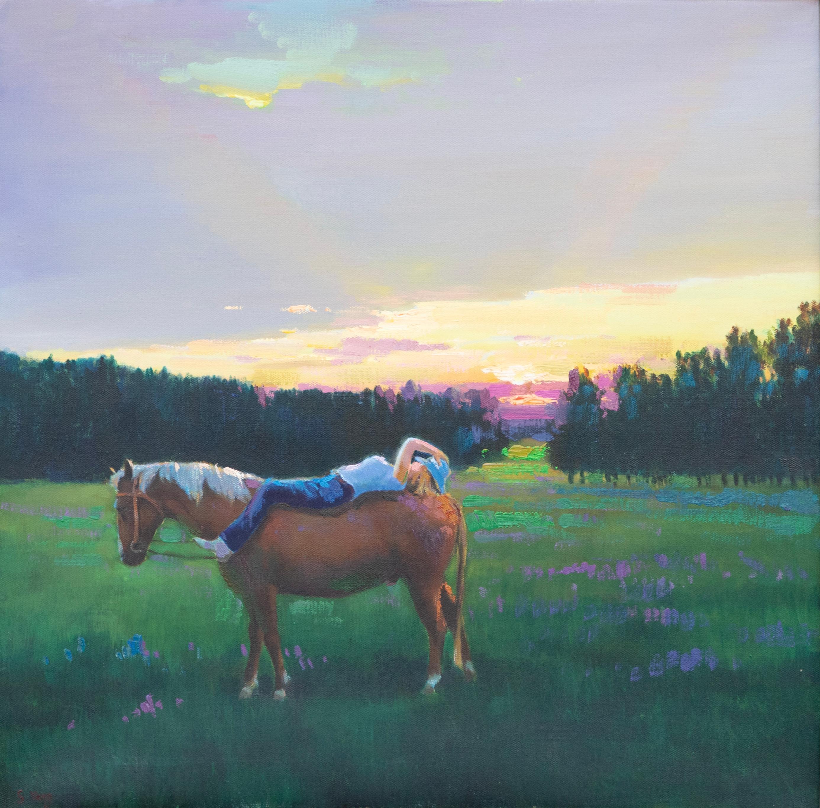 Evening Solitude - Impressionist Painting by Shundong Yang