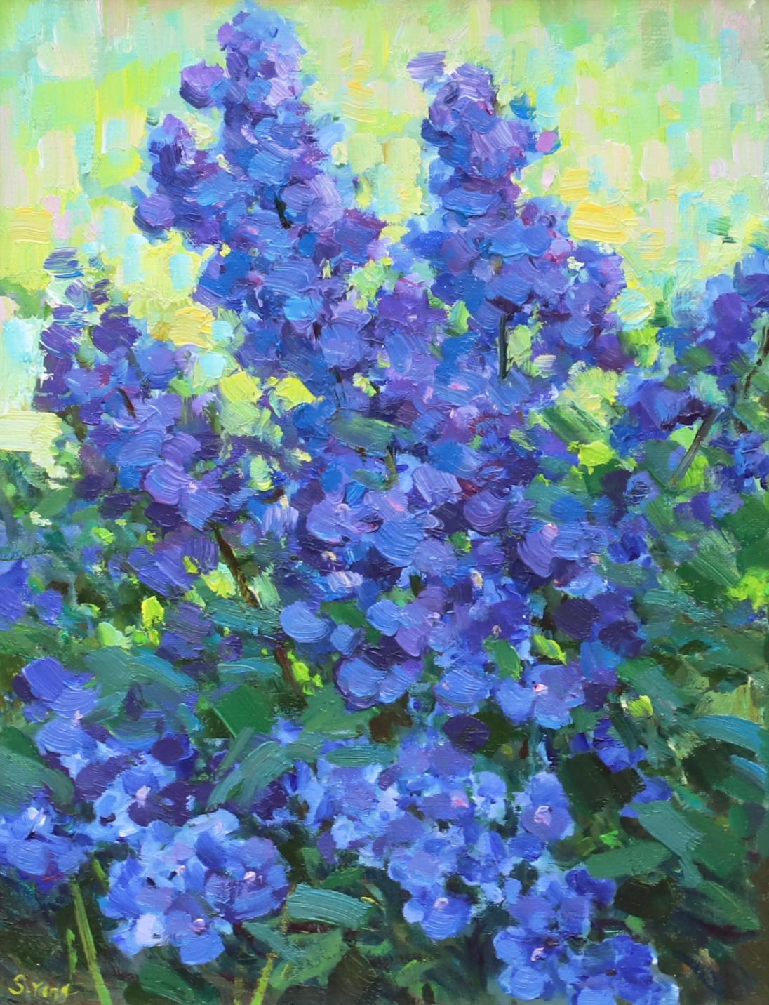 Rocky Mountain Columbine - Impressionist Painting by Shundong Yang