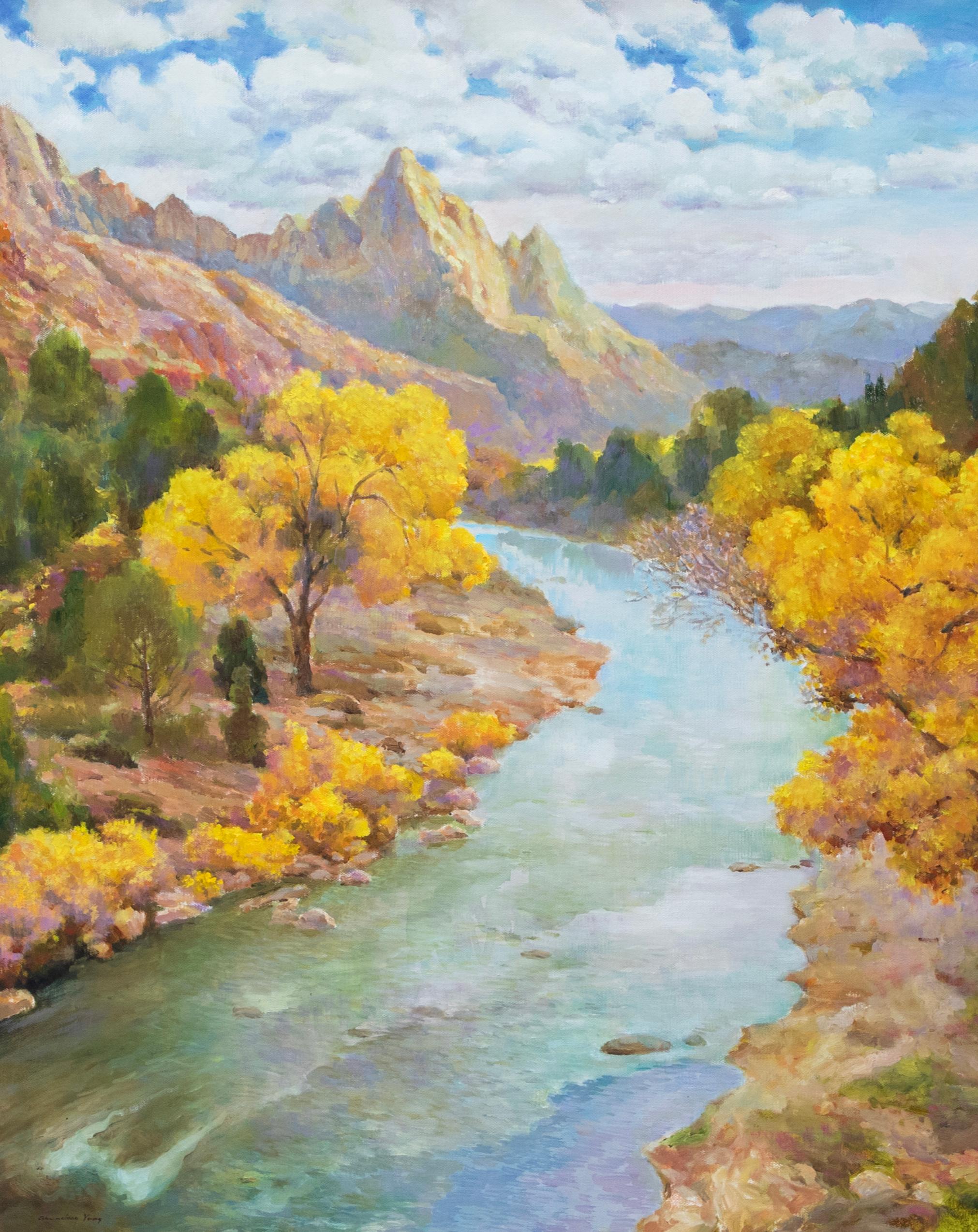 Vue de la rivière Vierge - Impressionnisme Painting par Shundong Yang