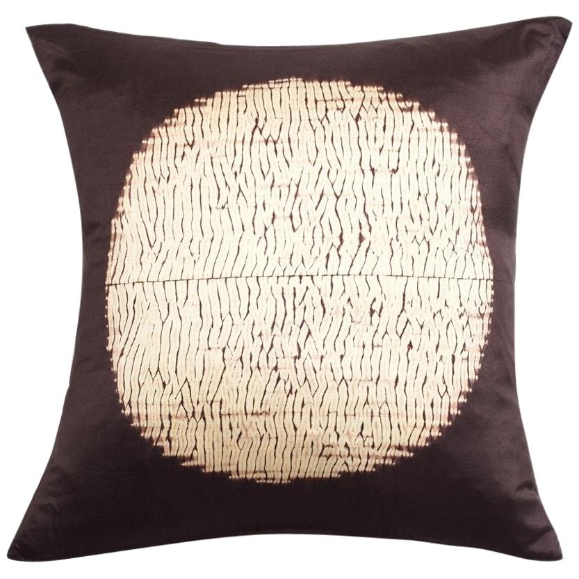 Shunya Schwarzes handgefertigtes Mulberry-Seidenkissen mit Shibori-Druck
