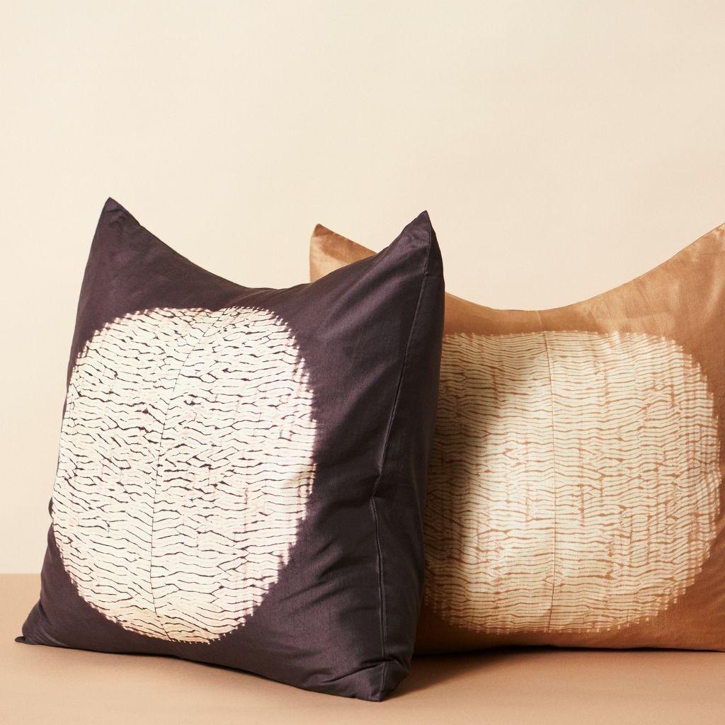 Shunya Gold Shibori Silk Pillow For Sale 1
