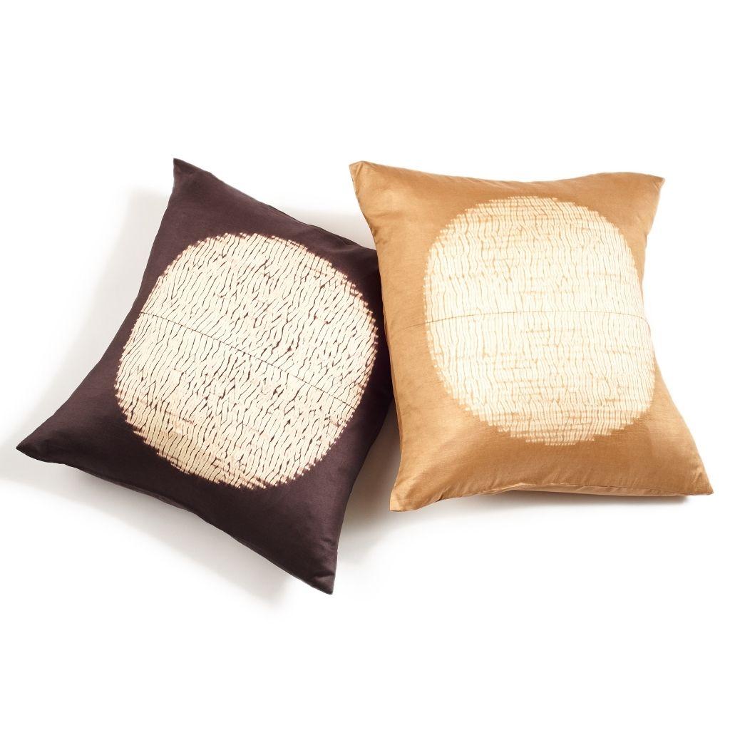 Shunya Gold Shibori Silk Pillow For Sale 2