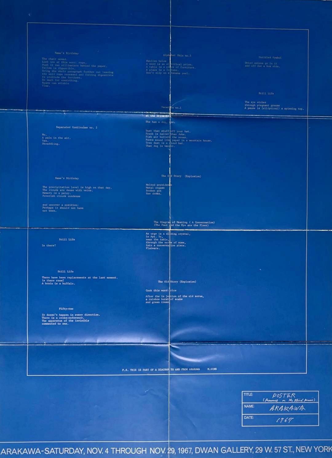 Abstract Print de Shusaku Arakawa - Cartel histórico de la Galería Dwan: La presencia o la tercera persona