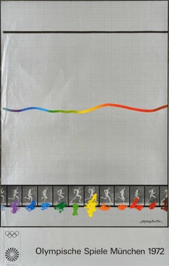 Original Vintage Sport Poster Munich Olympics 1972 Running Frames Arakawa Design