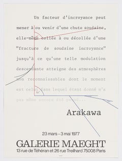 Shusaku Arakawa, artiste japonais, 1977, impression lithographique originale d'affiche vintage