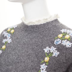 SHUSHU TONG 2024 wool blend embroidered florals lace trim neck cropped sweater