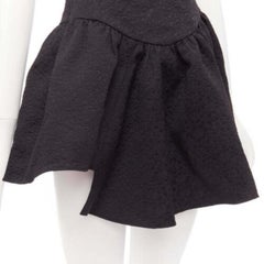 SHUSHU TONG black floral cloque spaghetti strap flounce skirt mini dress UK6 XS