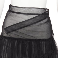 SHUSHU TONG black tulle asymmetric top high low hem A-line tutu skirt UK6 XS