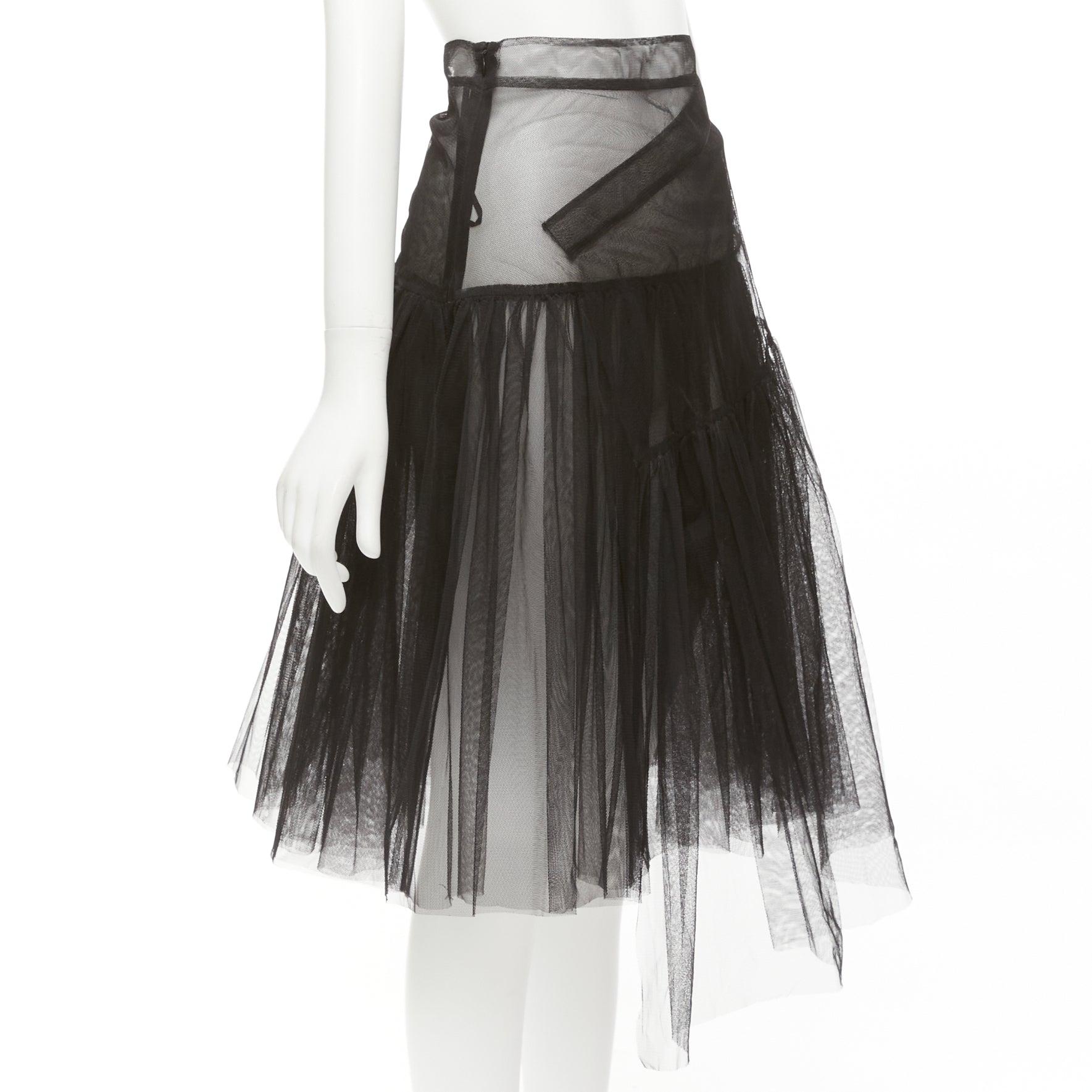 Black SHUSHU TONG black tulle asymmetric top high low hem A-line tutu skirt UK6 XS For Sale