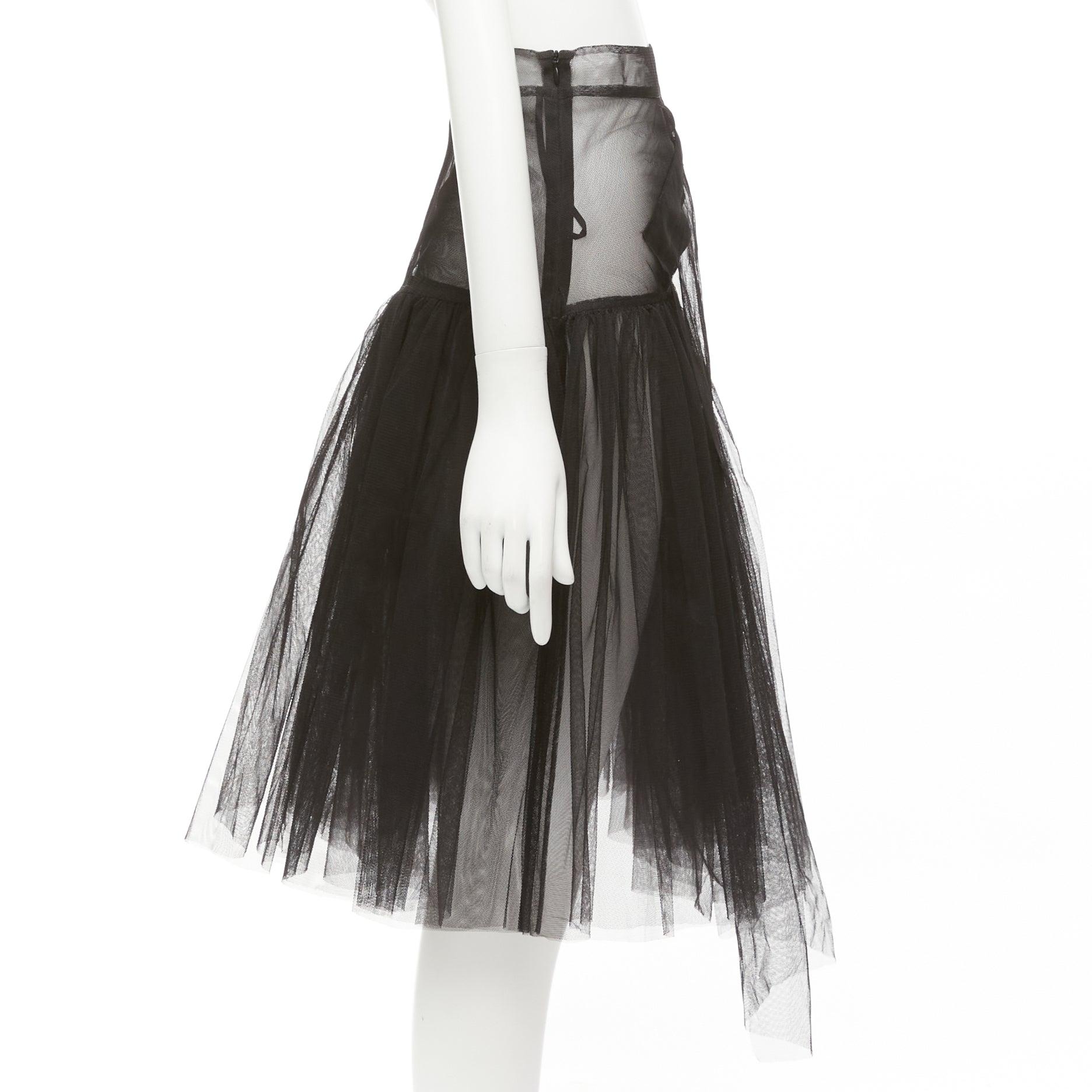 Women's SHUSHU TONG black tulle asymmetric top high low hem A-line tutu skirt UK6 XS For Sale