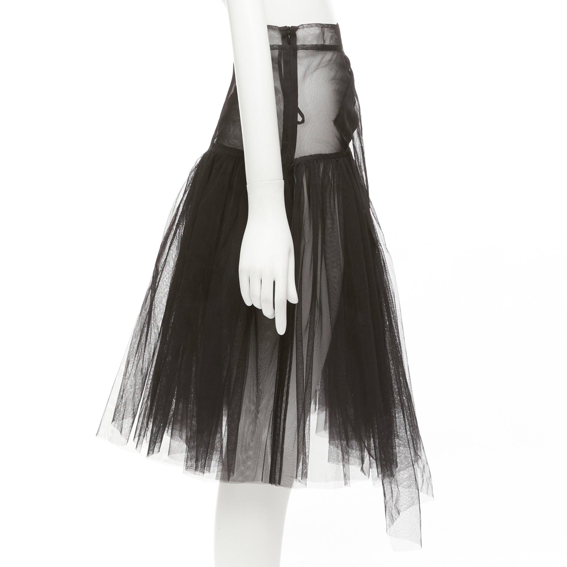 SHUSHU TONG black tulle asymmetric top high low hem A-line tutu skirt UK6 XS In Excellent Condition For Sale In Hong Kong, NT