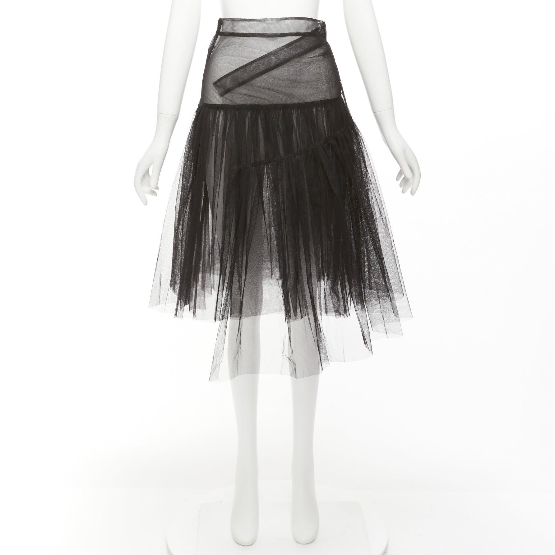 SHUSHU TONG black tulle asymmetric top high low hem A-line tutu skirt UK6 XS For Sale 5