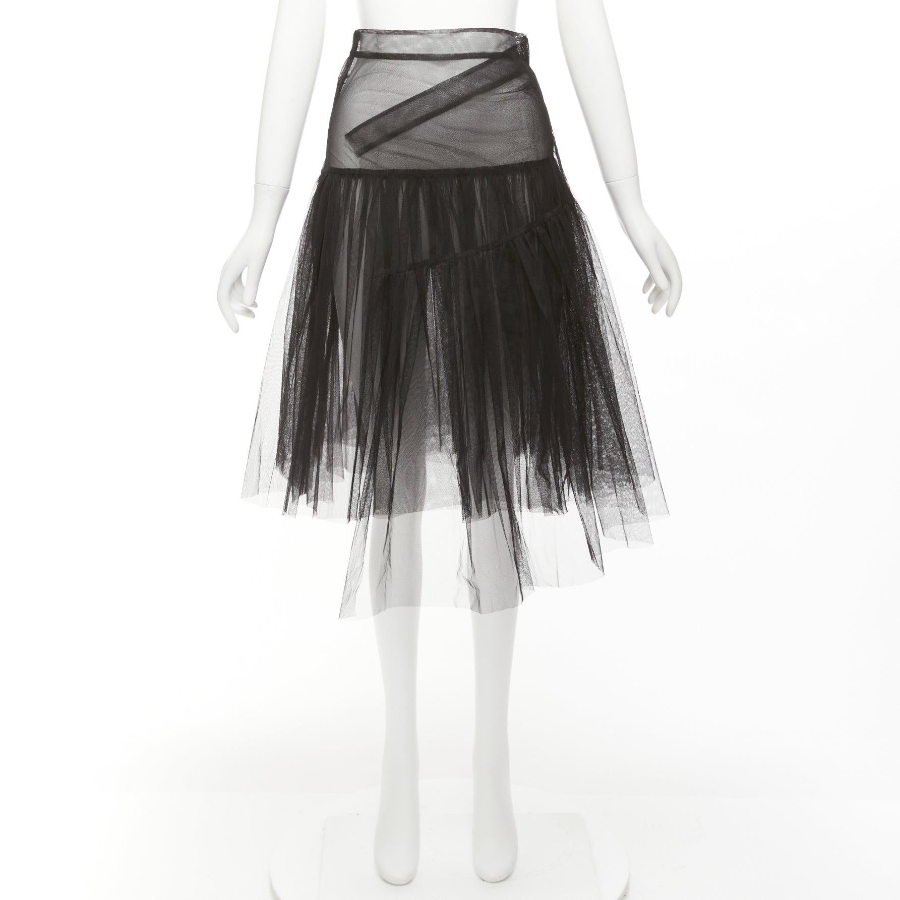 SHUSHU TONG black tulle asymmetric top high low hem A-line tutu skirt UK6 XS For Sale 4