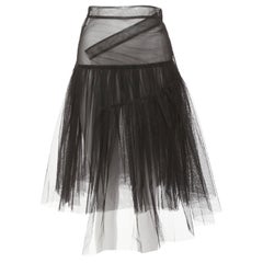 SHUSHU TONG black tulle asymmetric top high low hem A-line tutu skirt UK6 XS