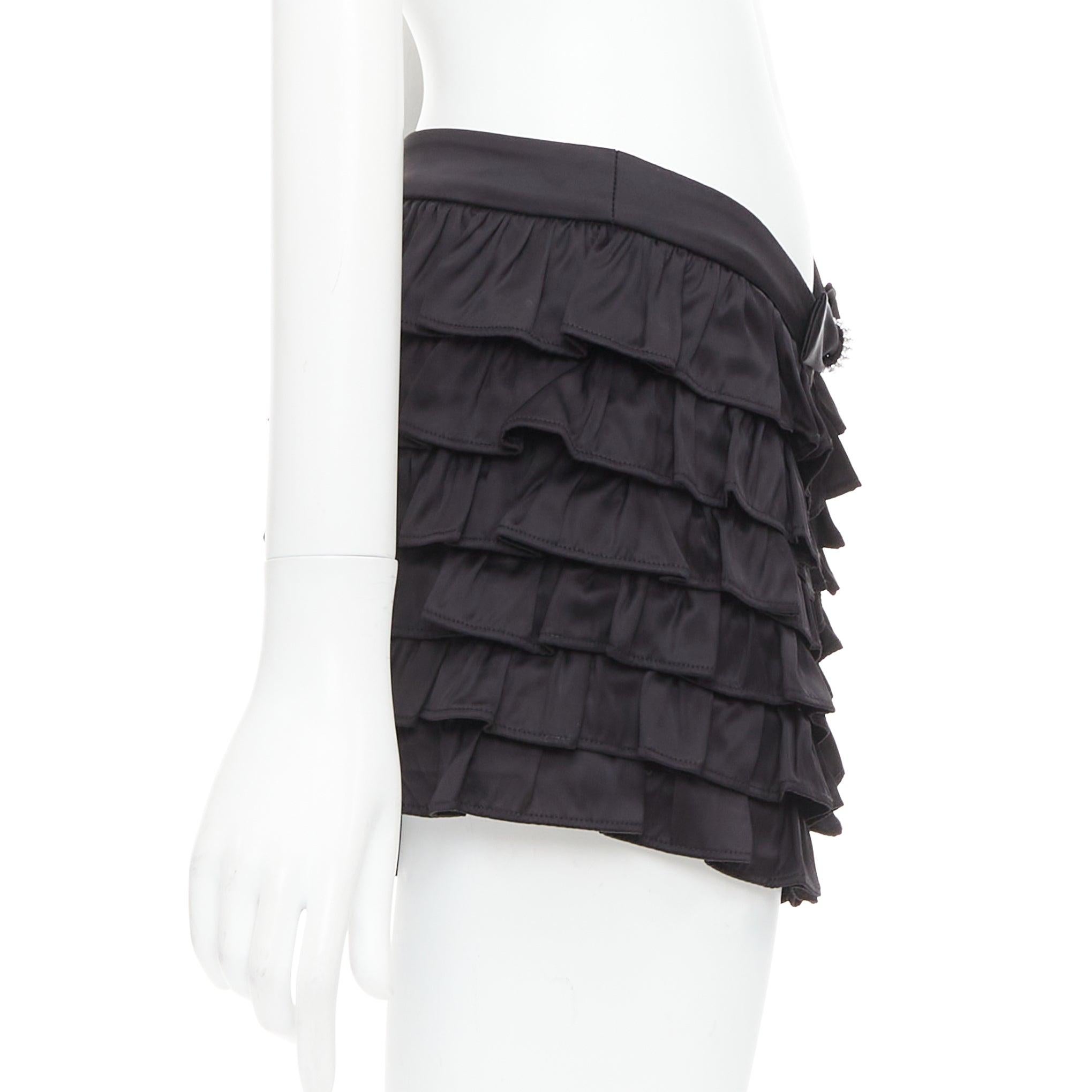 SHUSHU TONG mini shorts de viscosa negra con volantes y lazo de cristal UK6 XS en Excelente estado para la venta en Hong Kong, NT