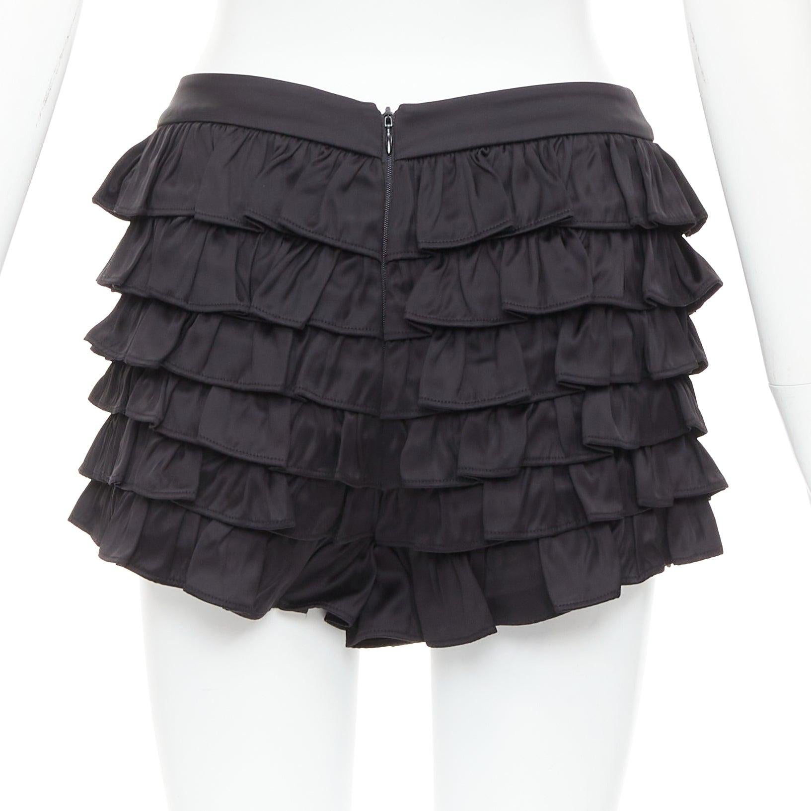 De las mujeres SHUSHU TONG mini shorts de viscosa negra con volantes y lazo de cristal UK6 XS en venta