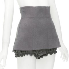 SHUSHU TONG grey ruffle skirt overlay high waisted layered shorts UK6 XS