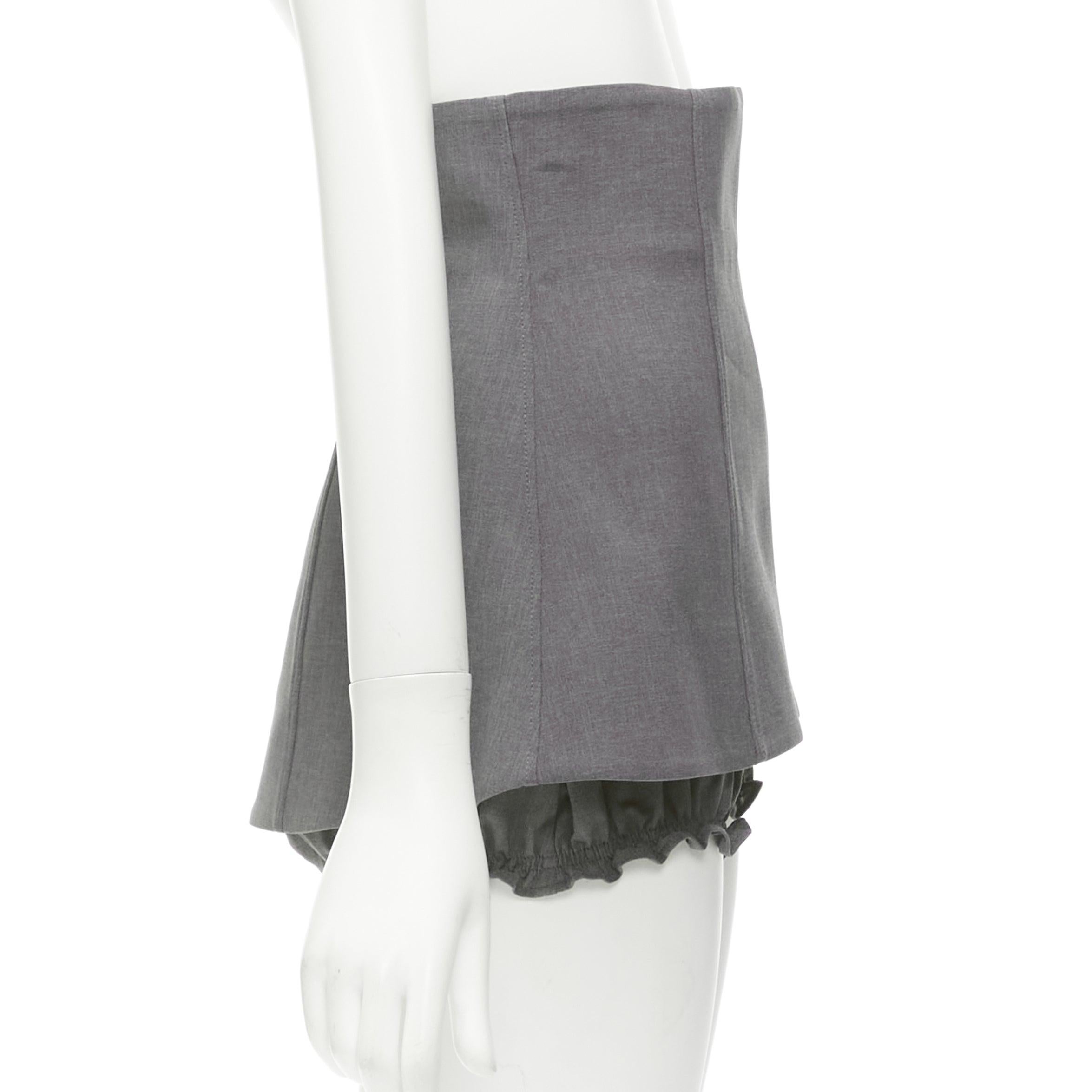 Gray SHUSHU TONG grey ruffle skirt overlay high waisted layered shorts UK6 XS For Sale