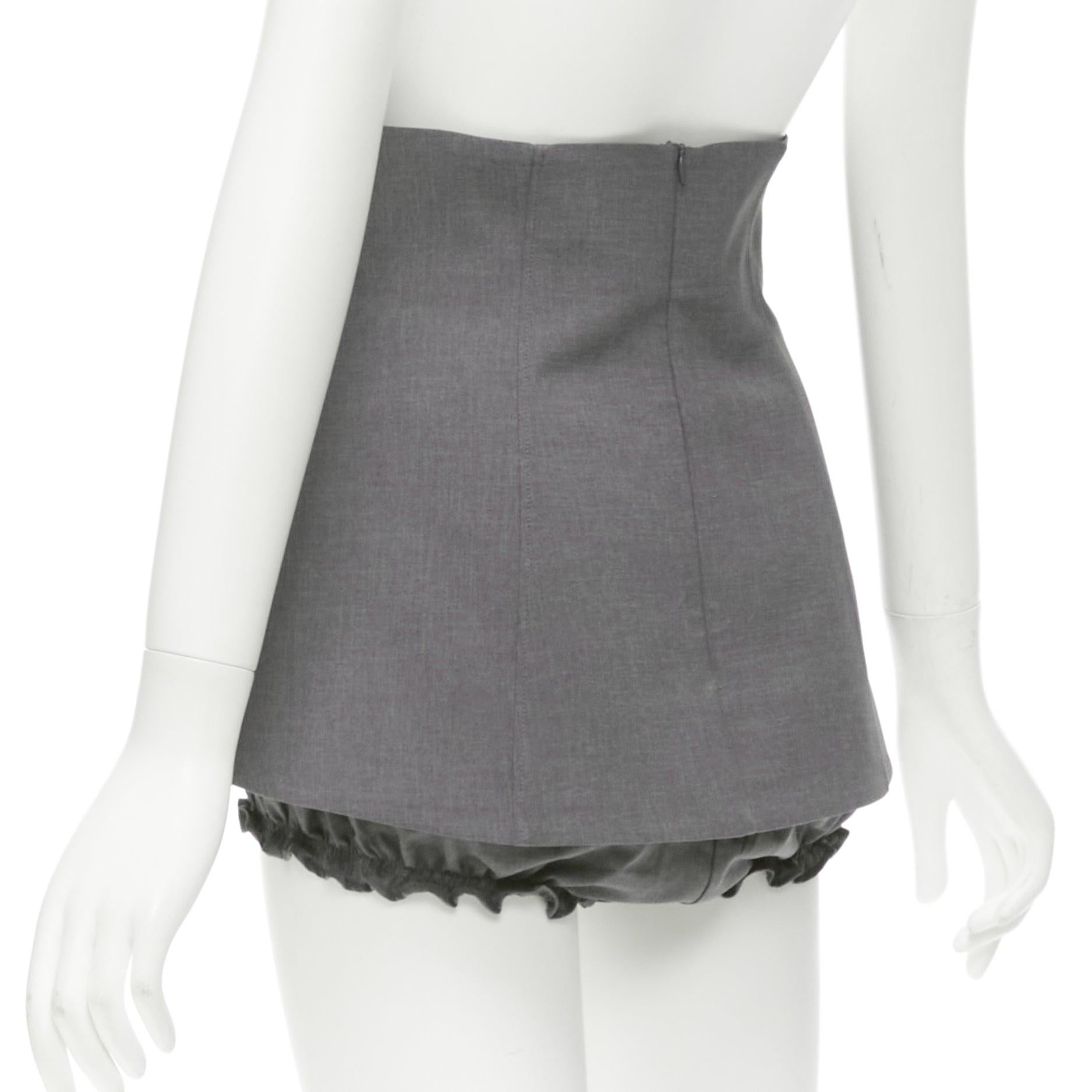 Women's SHUSHU TONG grey ruffle skirt overlay high waisted layered shorts UK6 XS For Sale