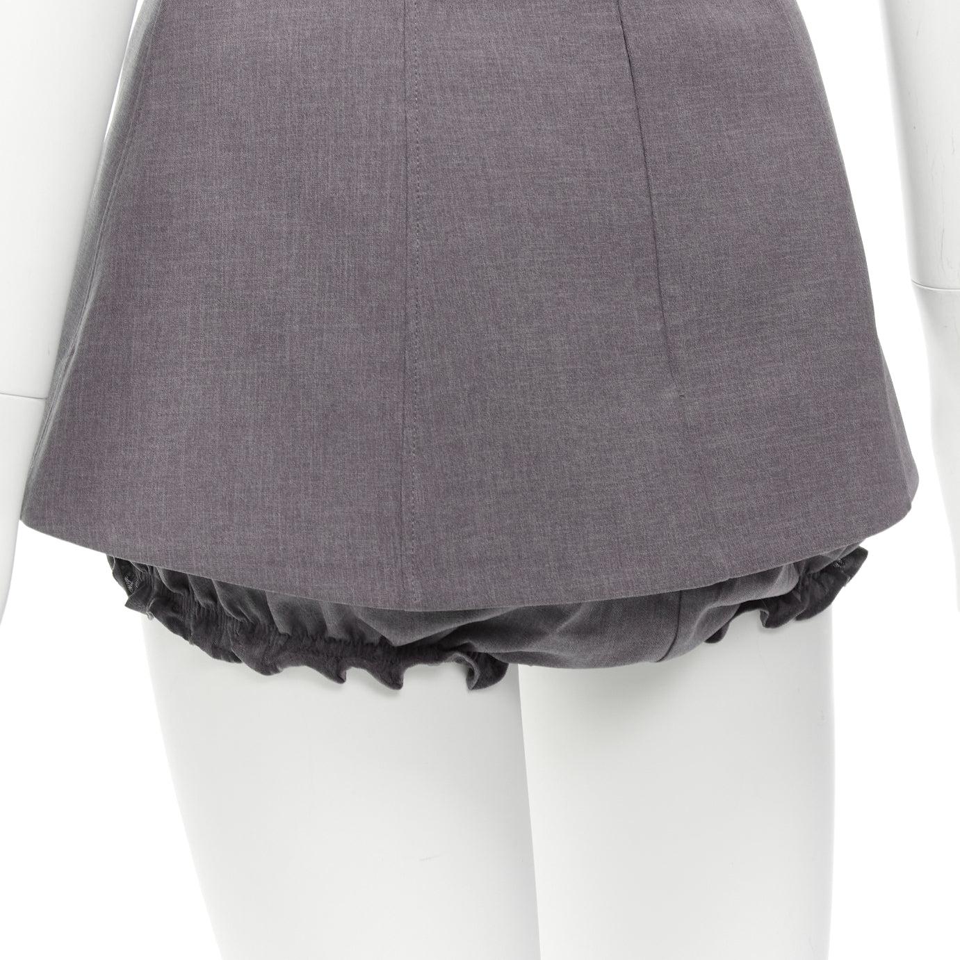 SHUSHU TONG grey ruffle skirt overlay high waisted layered shorts UK6 XS For Sale 1