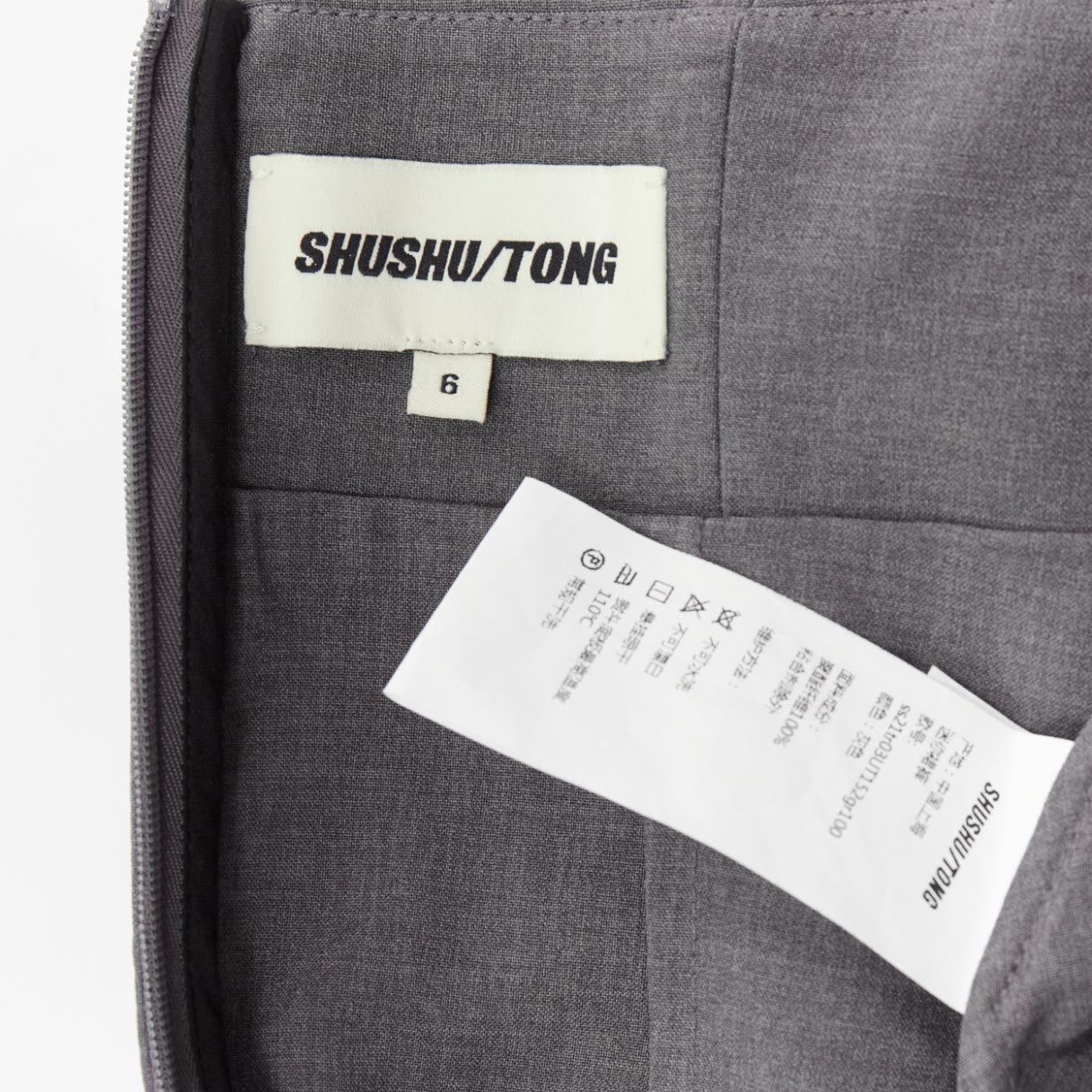 SHUSHU TONG grey ruffle skirt overlay high waisted layered shorts UK6 XS For Sale 3
