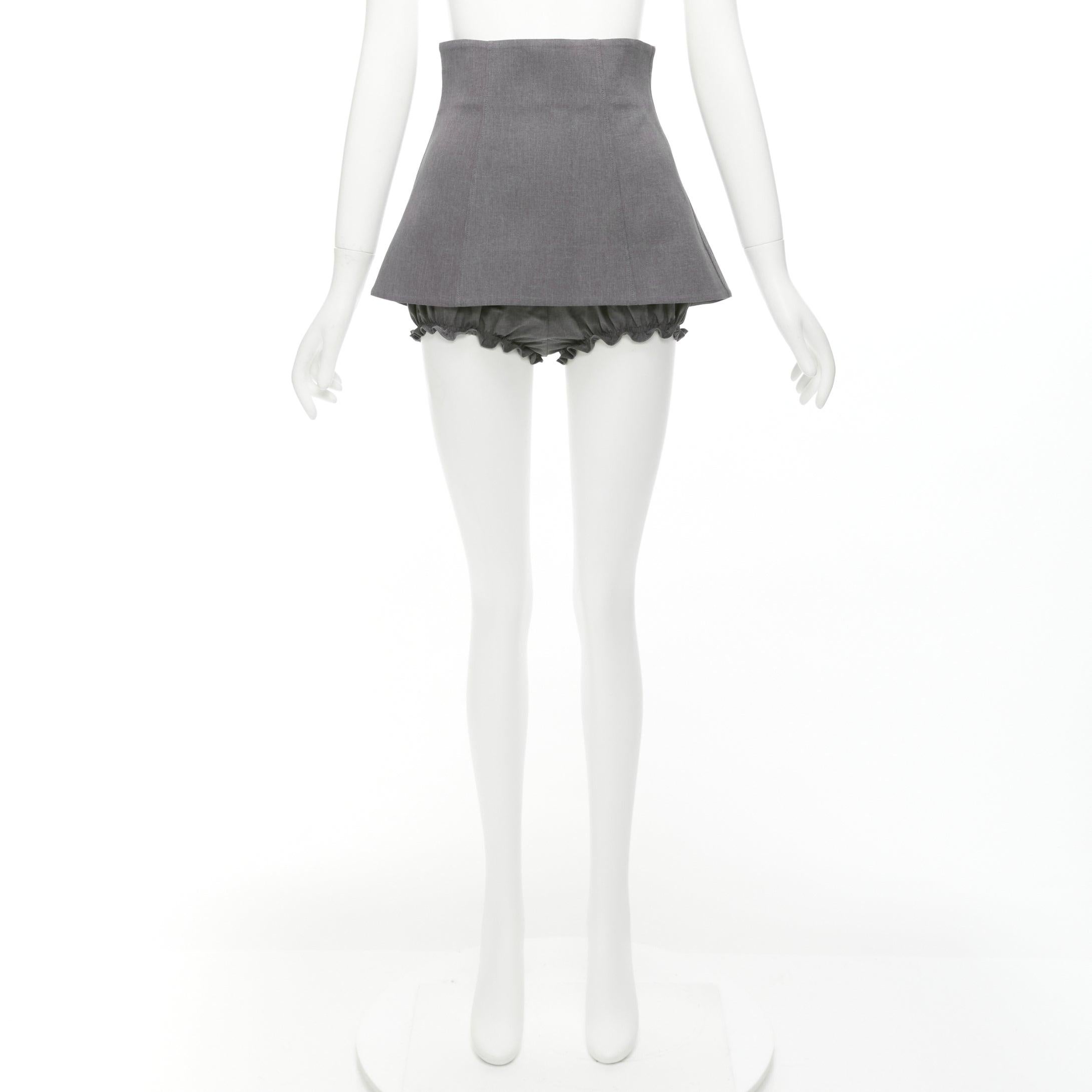 SHUSHU TONG grey ruffle skirt overlay high waisted layered shorts UK6 XS For Sale 4