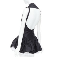 SHUSHU TONG Multilayer Bubble black wool silk puff skirt dress XS