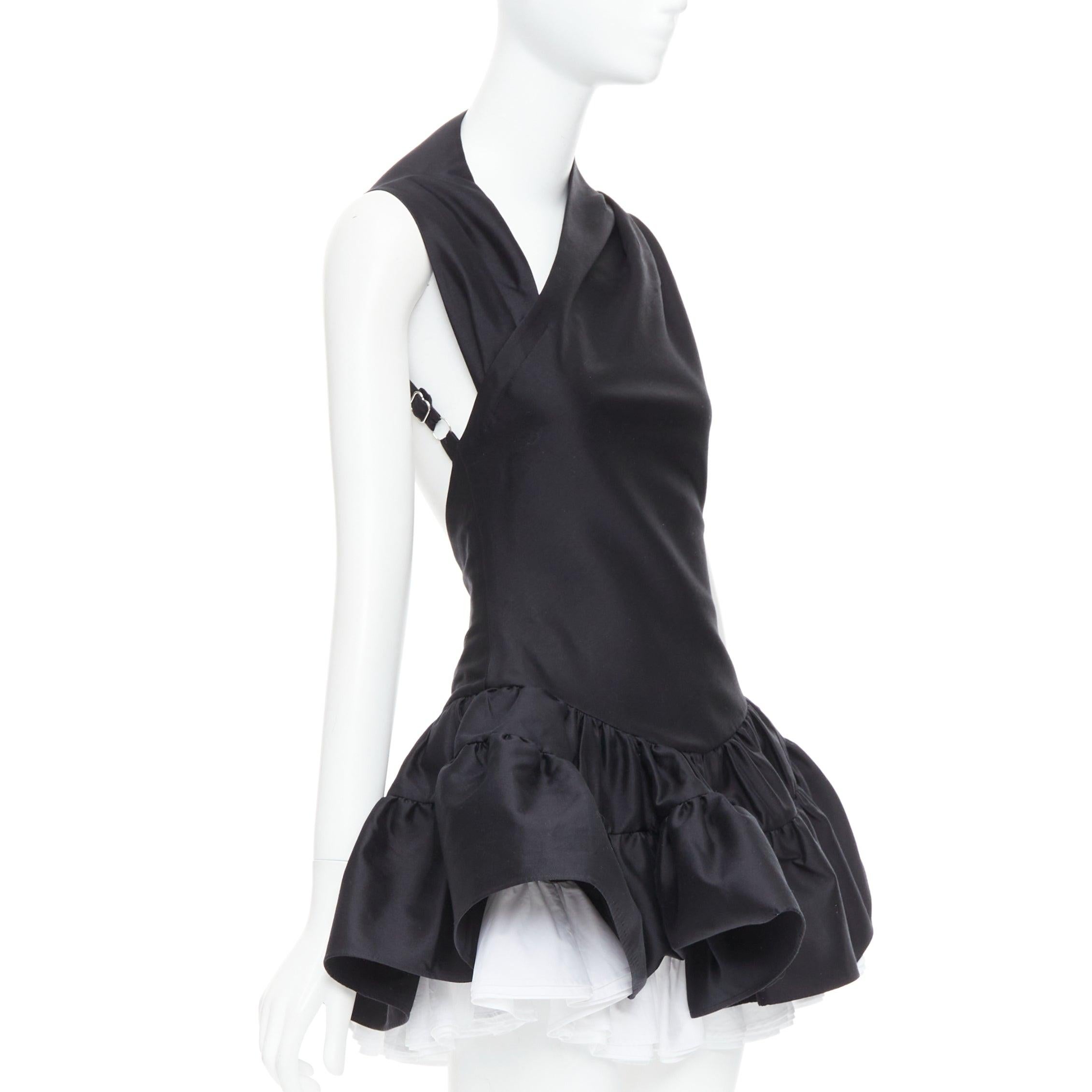 Black SHUSHU TONG Multilayer Bubble black wool silk puff skirt dress XS