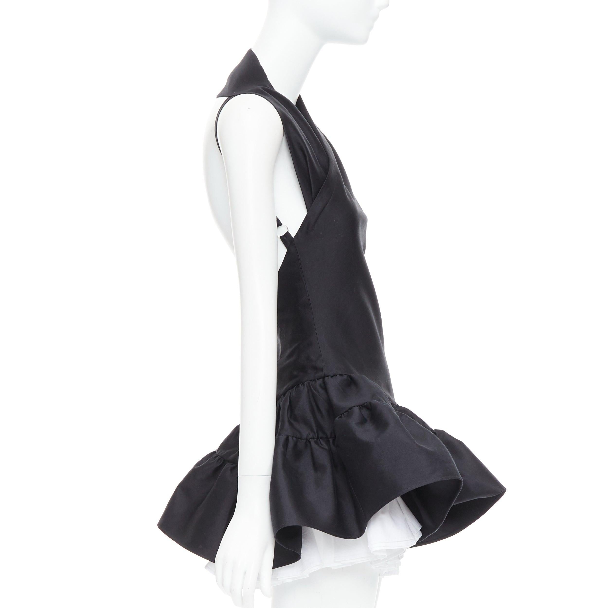 SHUSHU TONG Multilayer Bubble black wool silk puff skirt dress XS In Excellent Condition In Hong Kong, NT