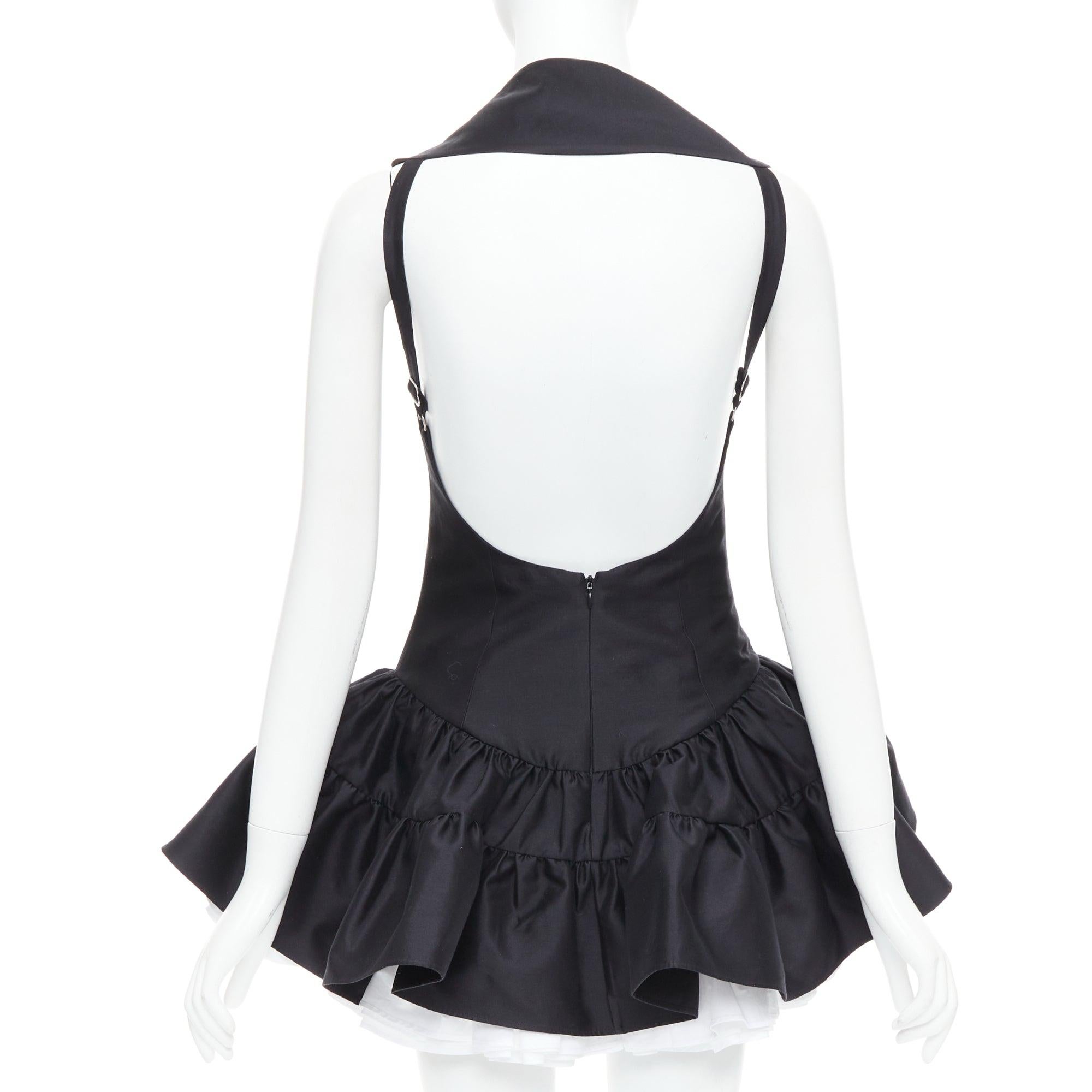 Women's SHUSHU TONG Multilayer Bubble black wool silk puff skirt dress XS