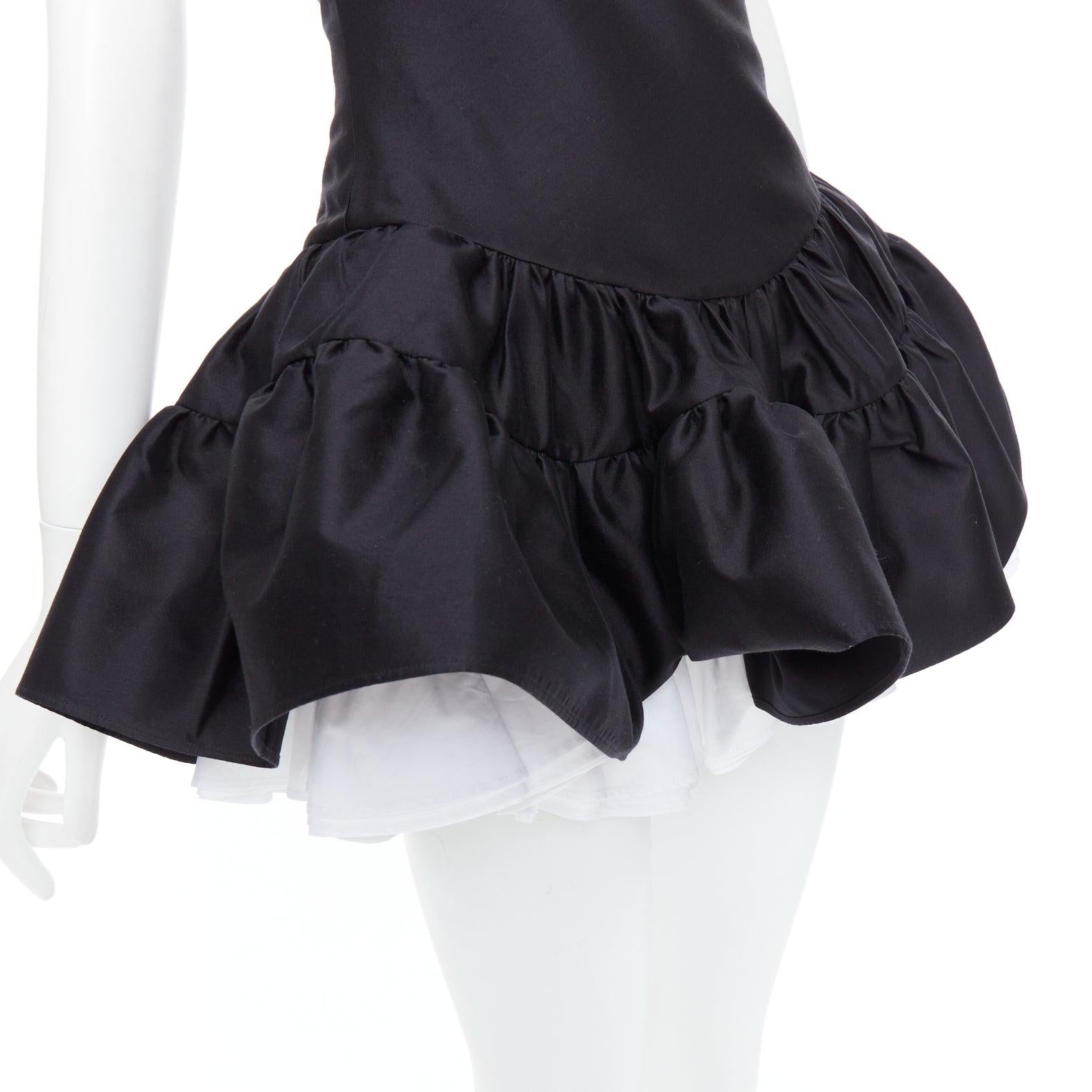 SHUSHU TONG Multilayer Bubble black wool silk puff skirt dress XS 2