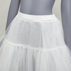 SHUSHU TONG sheer white polyester big tulle midi skirt UK6 XS