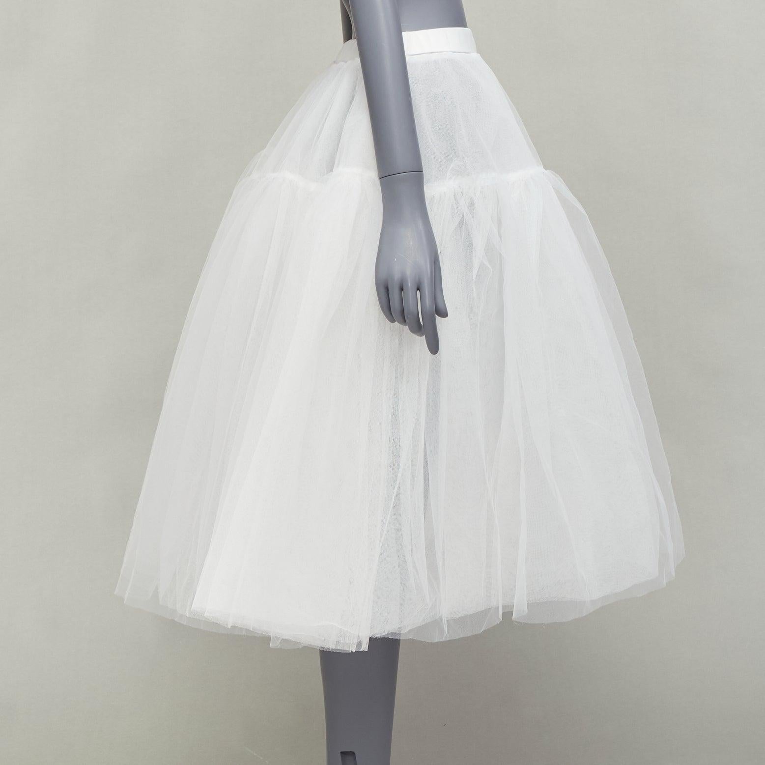 Women's SHUSHU TONG sheer white polyester big tulle midi skirt UK6 XS For Sale